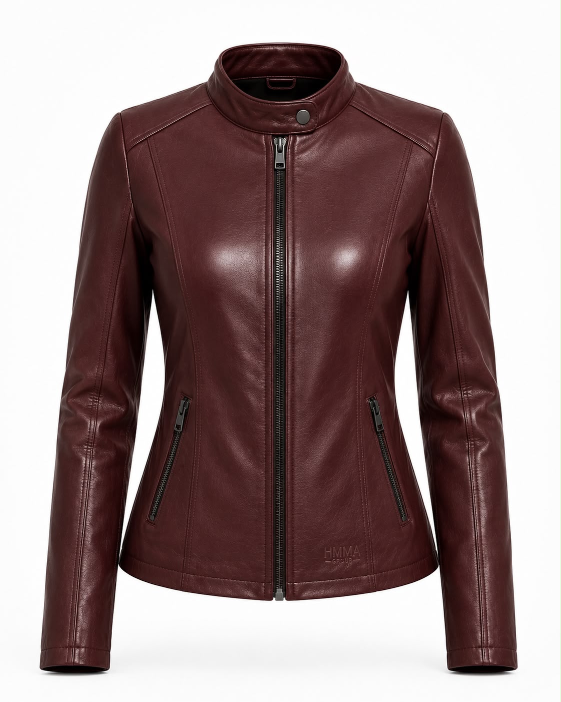 Burgundy Leather Racer Jacket