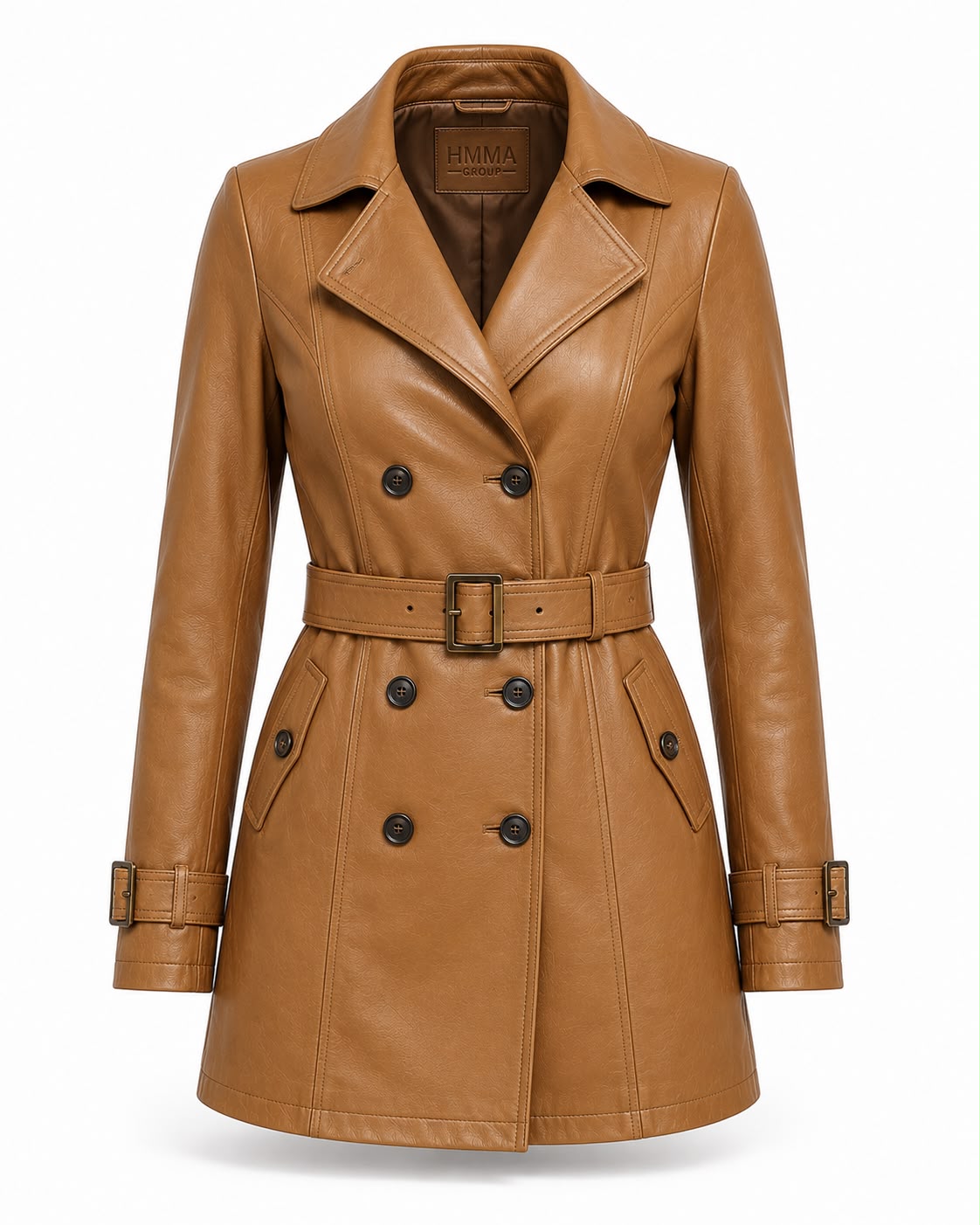 Camel Double-Breasted Trench Coat